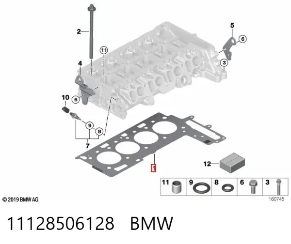 Vedante de cabeça de motor (CBC) 11128506128 BMW