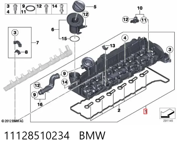 Tampa de válvulas 11128510234 BMW