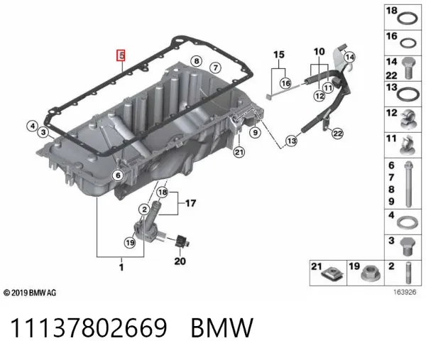 Vedante de panela de cárter do motor 11137802669 BMW
