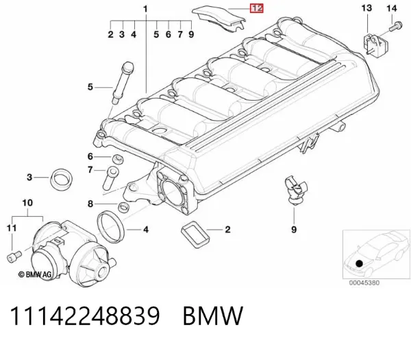Moldura de vidro traseiro 11142248839 BMW
