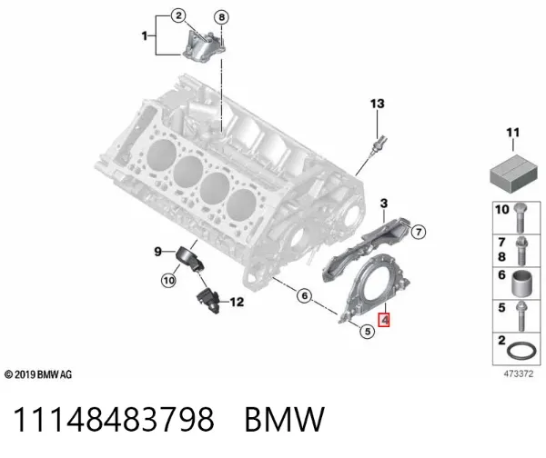 Vedação traseira de cambota de motor 11148483798 BMW