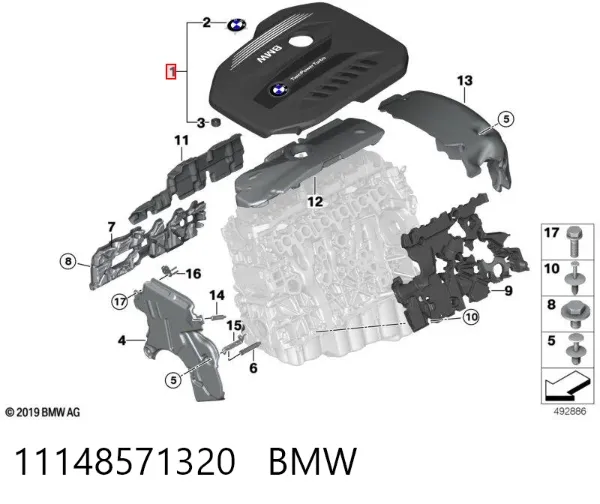 Tampa de motor decorativa 11148571320 BMW