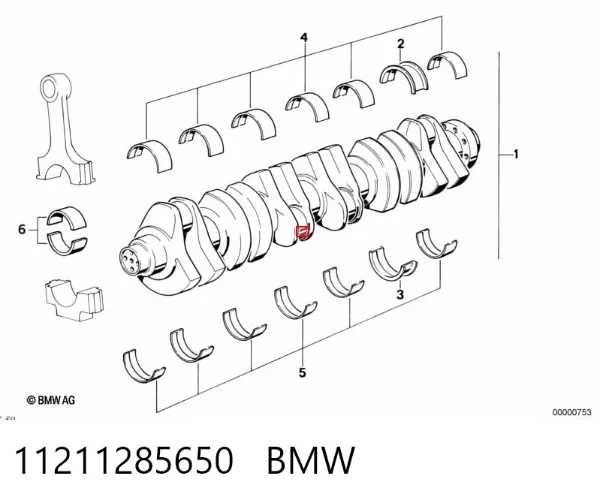 Folhas inseridas principais de cambota, kit, 2ª reparação ( + 0,50) 11211285650 BMW