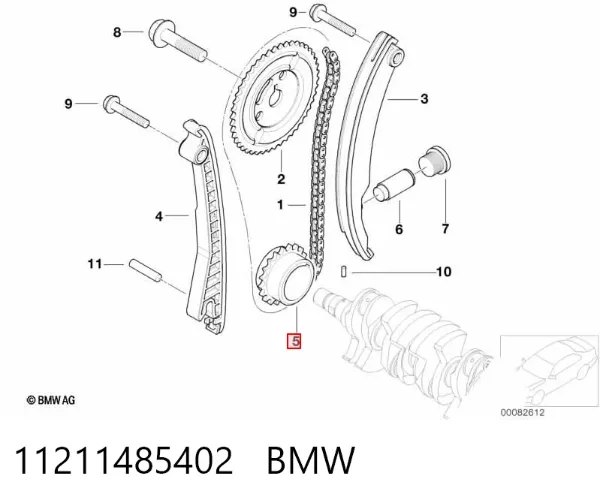Engrenagem de cadeia da roda dentada de acionamento de cambota de motor Mini Cooper R50, R53