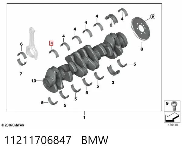 Folhas inseridas principais de cambota, kit, padrão (STD) 11211706847 BMW