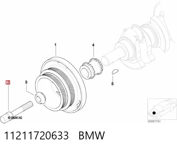 Parafuso da polia de cambota 11211720633 BMW