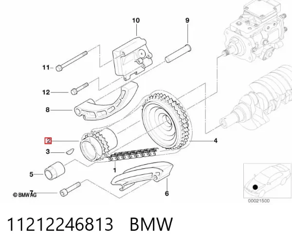 Engrenagem de cadeia da roda dentada de acionamento de cambota de motor 11212246813 BMW