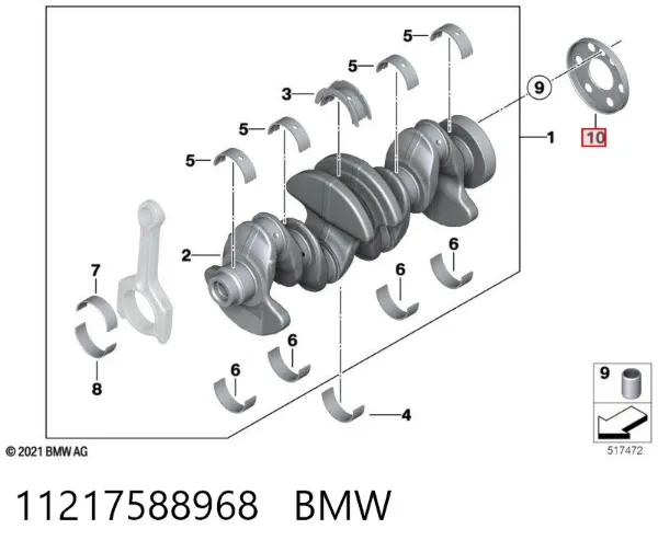 Coroa dentada de sensor de posição de cambota 11217588968 BMW