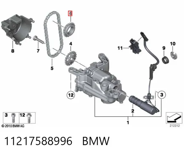 Engrenagem de cadeia da roda dentada de acionamento de cambota de motor 11217588996 BMW