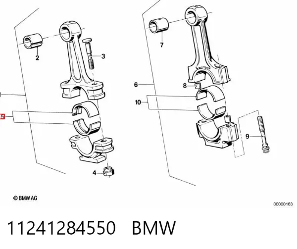Folhas inseridas de cambota de biela, kit, padrão (STD) 11241284550 BMW