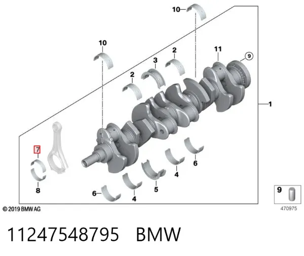 Folhas inseridas de cambota de biela, kit, padrão (STD) 11247548795 BMW