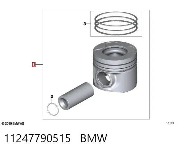 Pistão do kit para 1 cilindro, STD 11247790515 BMW