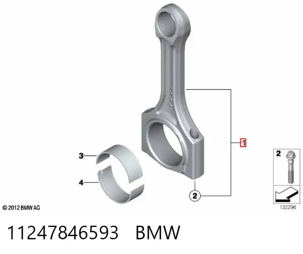 Biela de pistão de motor 11247846593 BMW