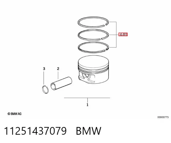 Kit de anéis de pistão de motor, 1ª reparação ( + 0,25) 11251437079 BMW