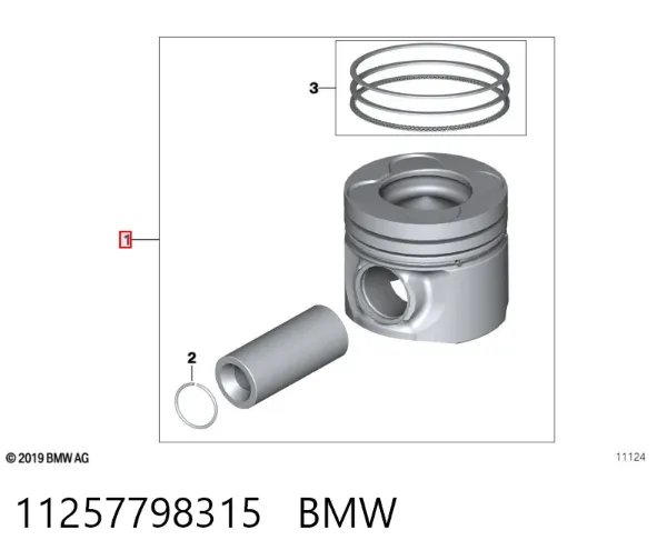 Pistão do kit para 1 cilindro, STD 11257798315 BMW