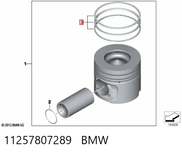 Anéis do pistão para 1 cilindro, STD. 11257807289 BMW