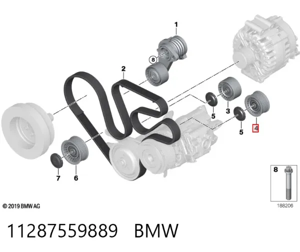 Rolo parasita da correia de transmissão 11287559889 BMW