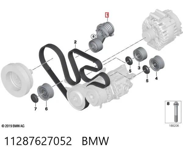 Reguladora de tensão da correia de transmissão 11287627052 BMW