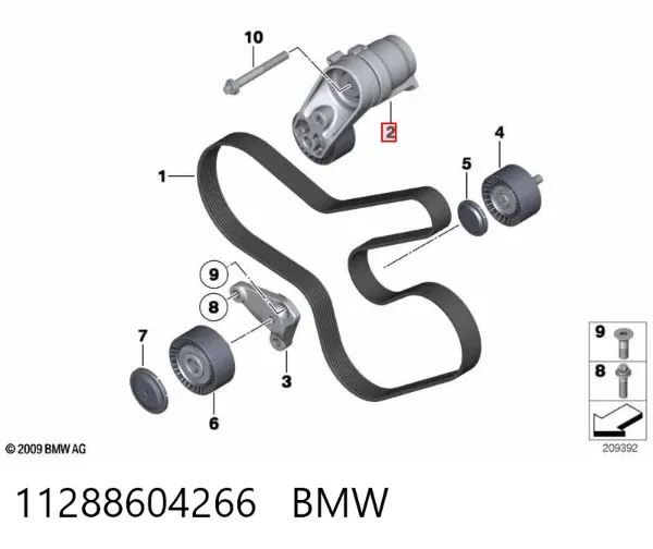 Reguladora de tensão da correia de transmissão 11288604266 BMW