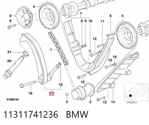 Sapato de reguladora de tensão da cadeia do mecanismo de distribuição de gás 11311741236 BMW