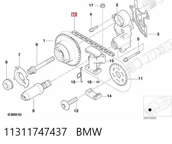 Cadeia superior do mecanismo de distribuição de gás 11311747437 BMW