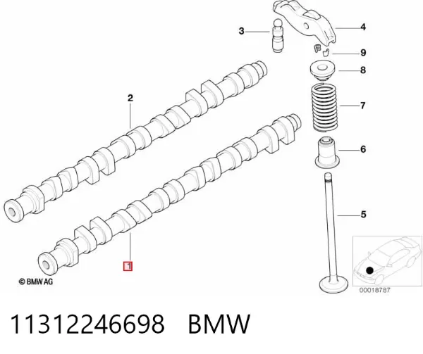 Árvore distribuidora de motor de admissão 11312246698 BMW