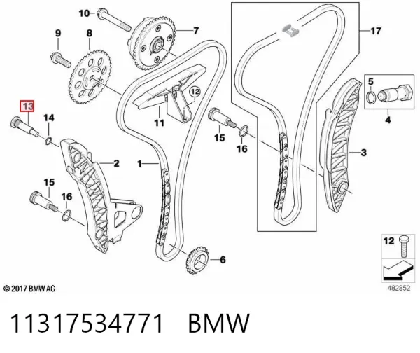 Eixo de reguladora de tensão da correia de transmissão 11317534771 BMW
