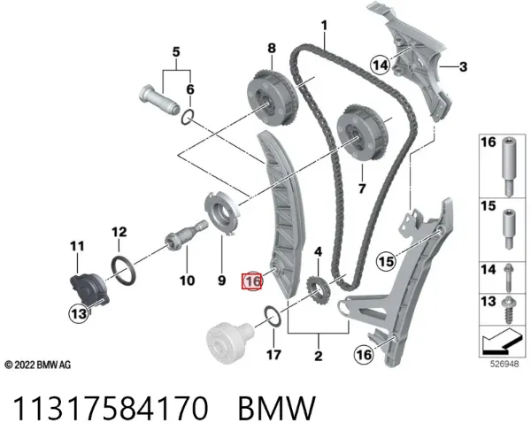 Parafuso de reguladora de tensão da cadeia do mecanismo de distribuição de gás 11317584170 BMW