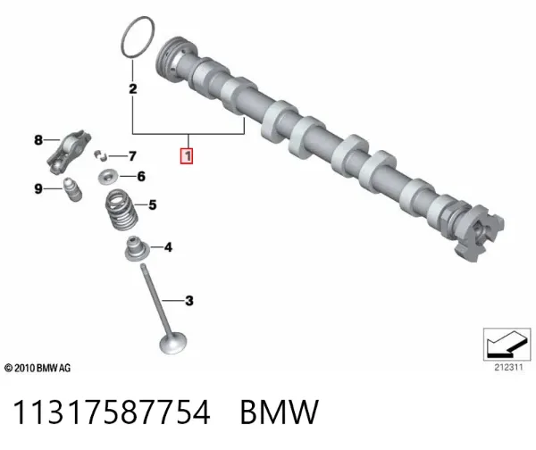 Árvore distribuidora de motor de escape 11317587754 BMW