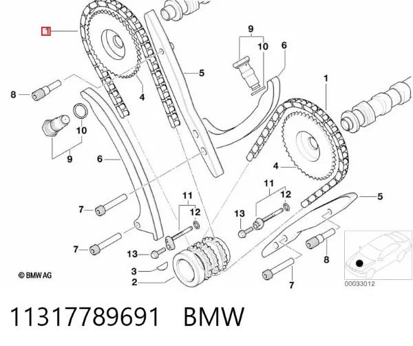 Cadeia do mecanismo de distribuição de gás 11317789691 BMW