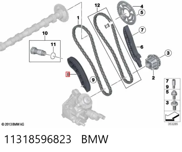Sapato de reguladora de tensão da cadeia do mecanismo de distribuição de gás 11318596823 BMW