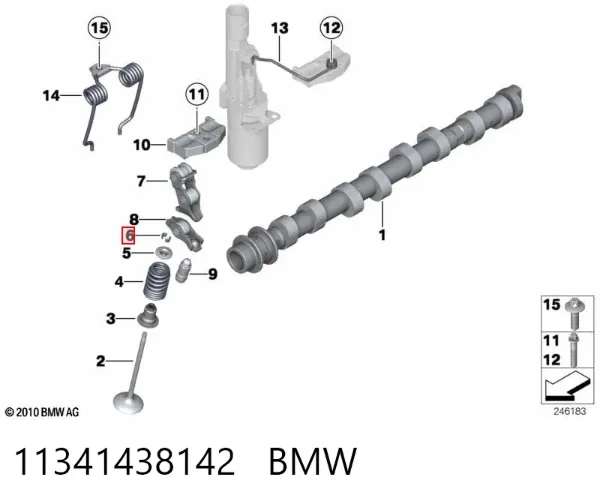 Peça inserida de válvula 11341438142 BMW