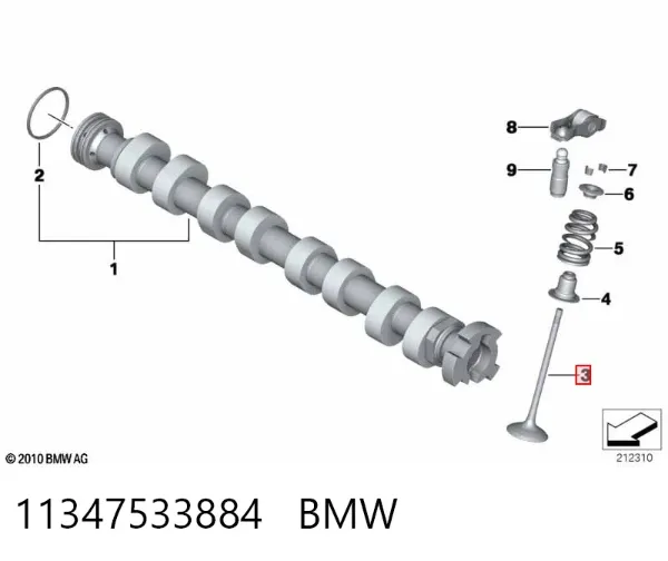 Válvula de admissão 11347533884 BMW