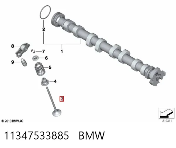 Válvula de escape 11347533885 BMW