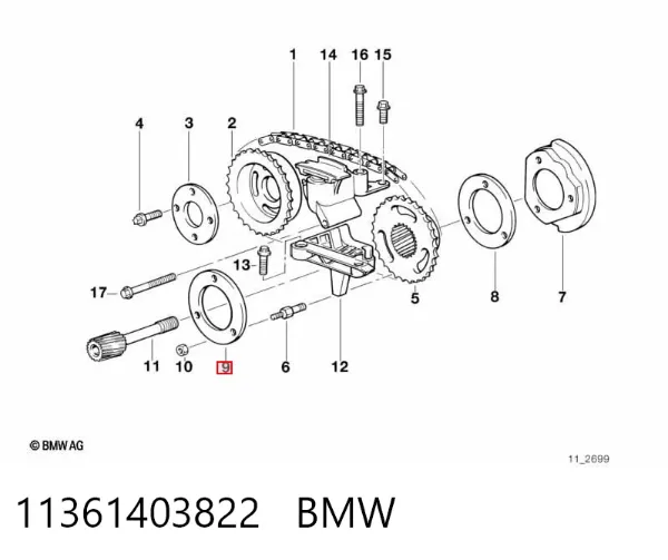 Peça inserida de válvula 11361403822 BMW
