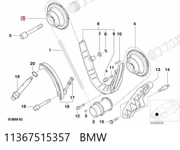 Engrenagem de cadeia da roda dentada da árvore distribuidora de motor 11367515357 BMW