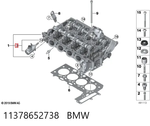 Válvula eletromagnética de posição (de fases) da árvore distribuidora 11378652738 BMW