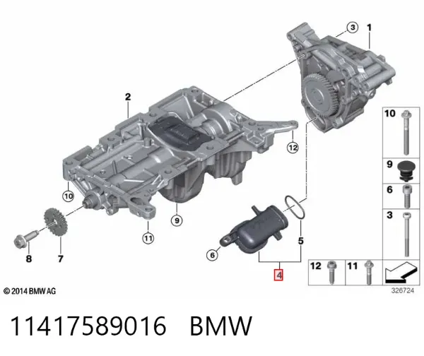 Receptor de óleo (coletor de óleo) 11417589016 BMW
