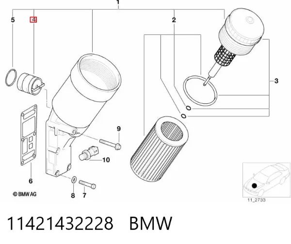 Válvula de regulação de pressão de óleo 11421432228 BMW