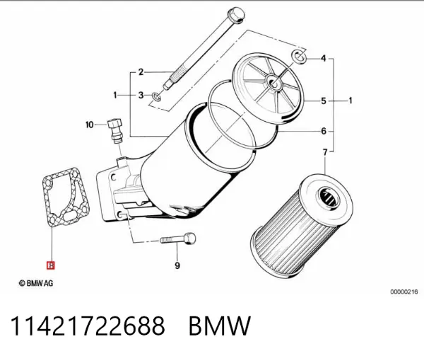 Vedante de adaptador do filtro de óleo 11421722688 BMW