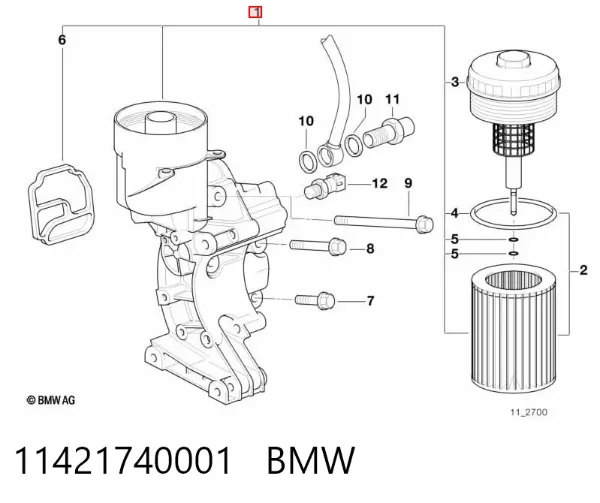 Caixa do filtro de óleo 11421740001 BMW