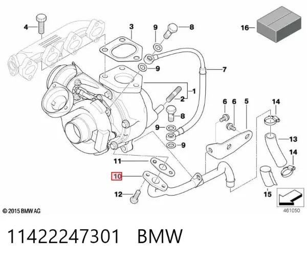 Cano derivado de ventilação de cárter (de separador de óleo) 11422247301 BMW