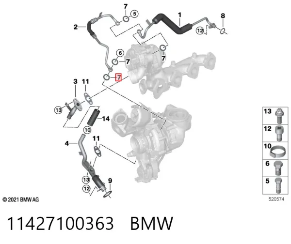 Arruela de compressão do freio de mangueira 11427100363 BMW