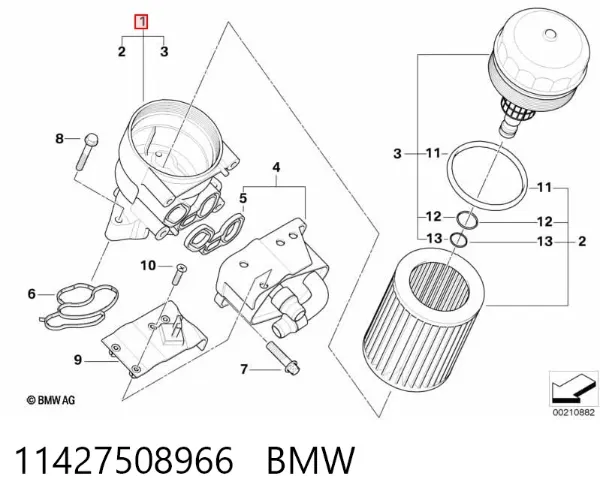 Caixa do filtro de óleo 11427508966 BMW