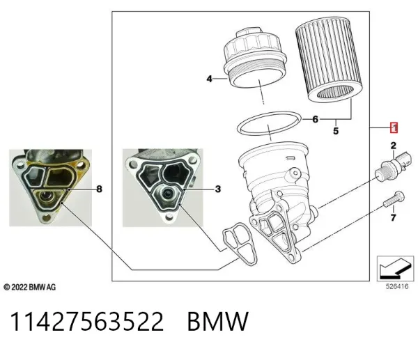 Caixa do filtro de óleo 11427563522 BMW