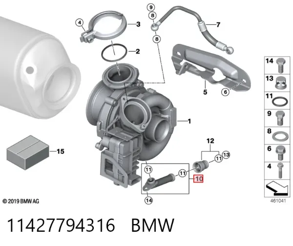 Cano derivado de ventilação de cárter (de separador de óleo) 11427794316 BMW