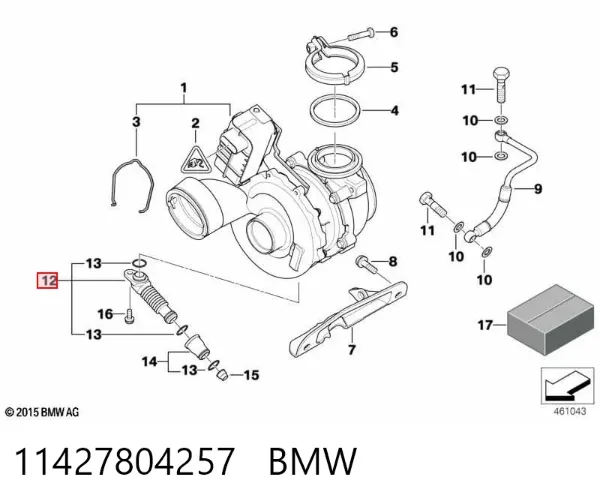 Cano derivado de ventilação de cárter (de separador de óleo) 11427804257 BMW