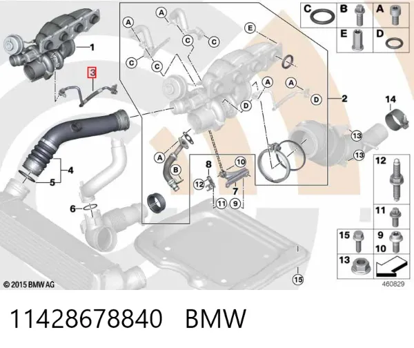 Tubo (mangueira) de fornecimento de óleo de turbina 11428678840 BMW