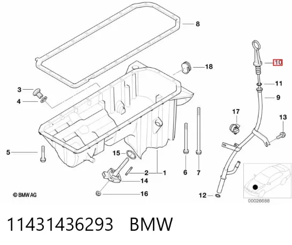 Sonda (indicador) do nível de óleo no motor 11431436293 BMW