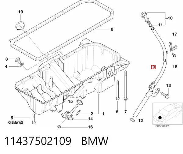 Guia de sonda indicador do nível de óleo no motor 11437502109 BMW